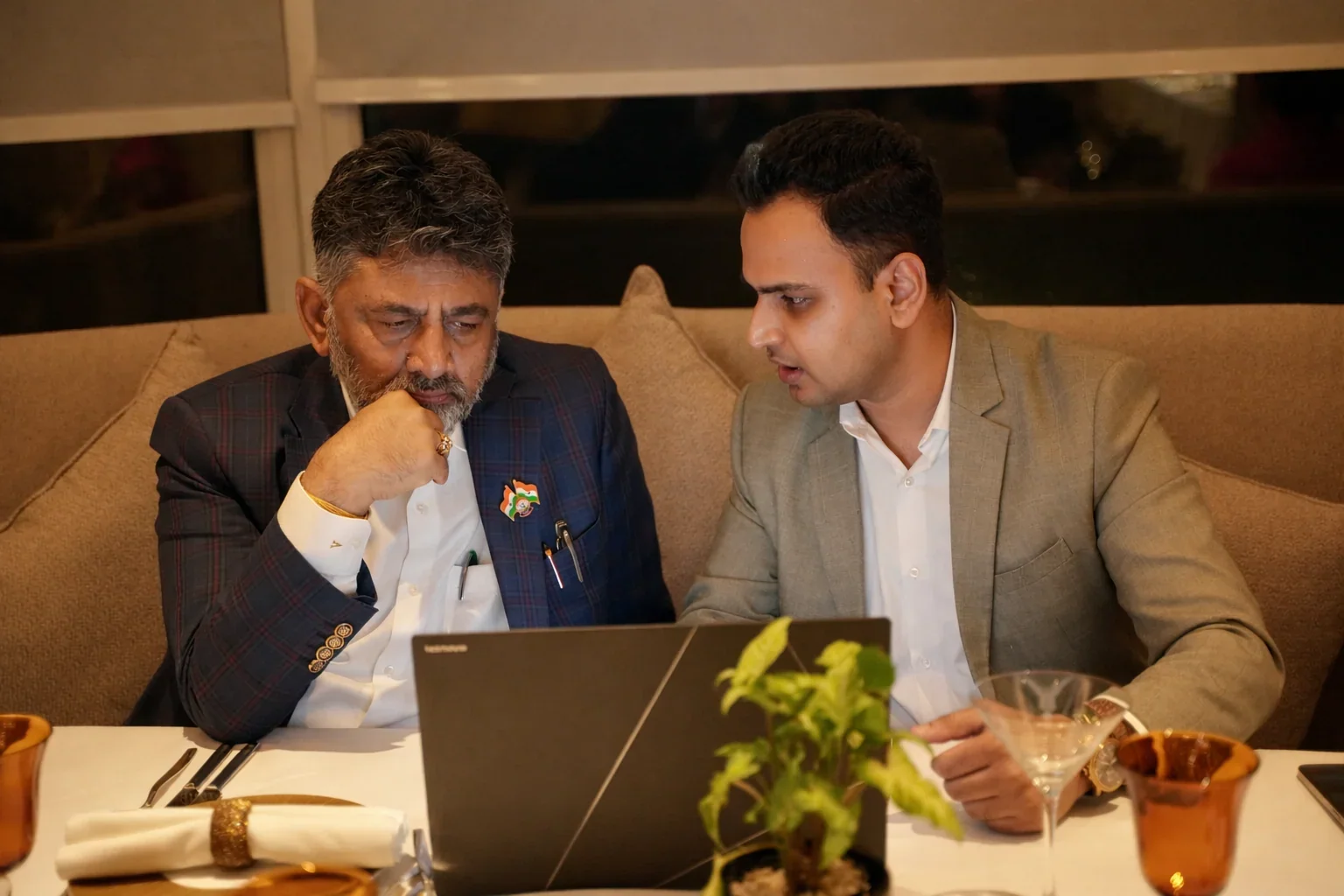 Lithvik Mukesh Sharma in counsel over dinner.
