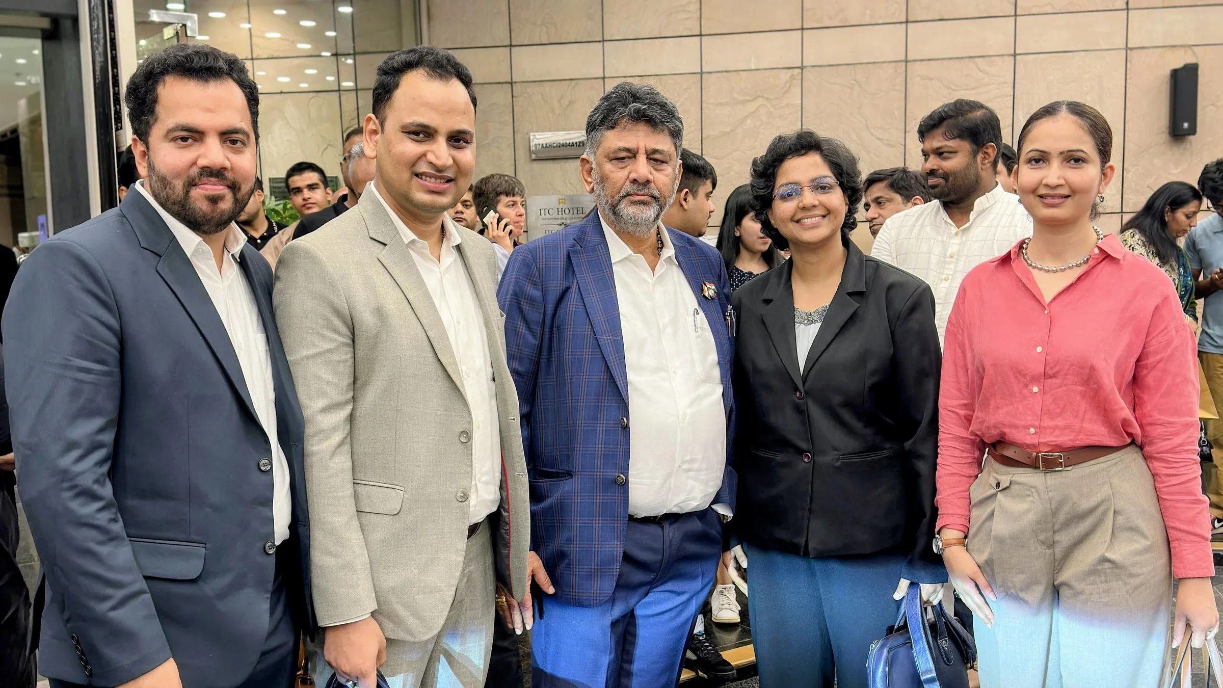 Lithvik Mukesh Sharma is photographed with D. K. Shivakumar at a New Delhi evening