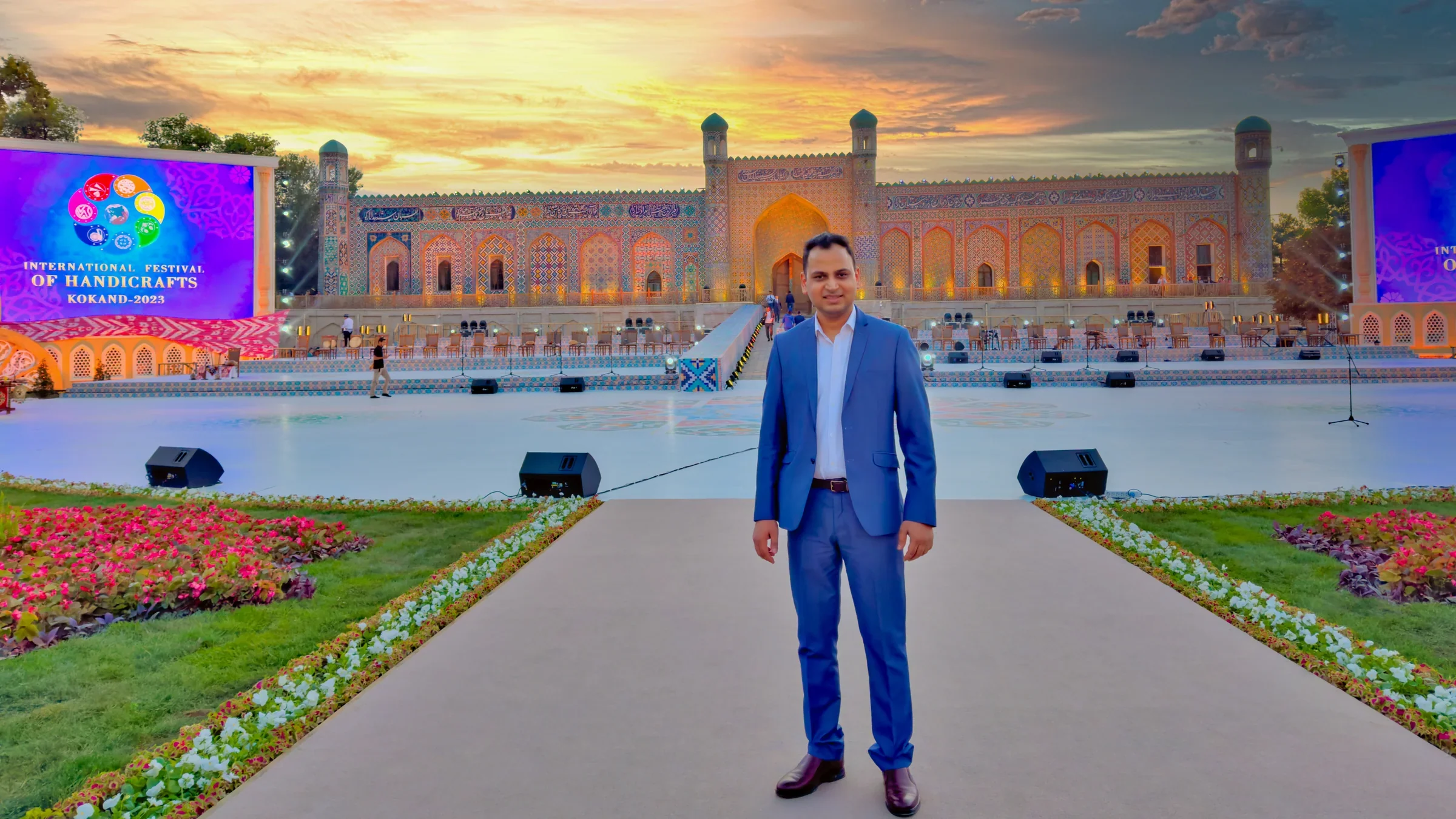 Lithvik Mukesh Sharma is photographed at the international event of the Government of Uzbekistan.