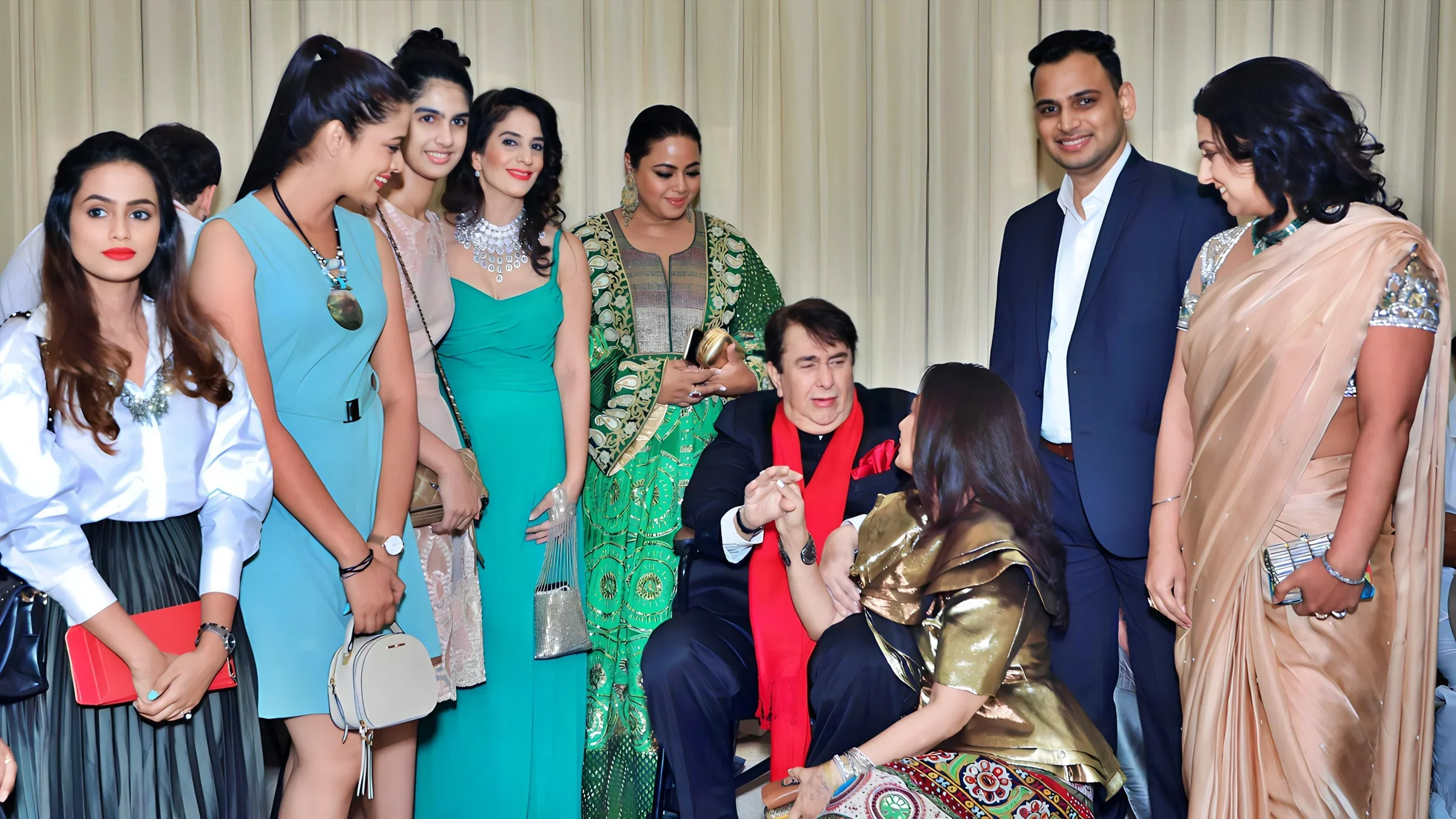 Lithvik Mukesh Sharma is photographed with Randhir Kapoor and Ritu Beri.