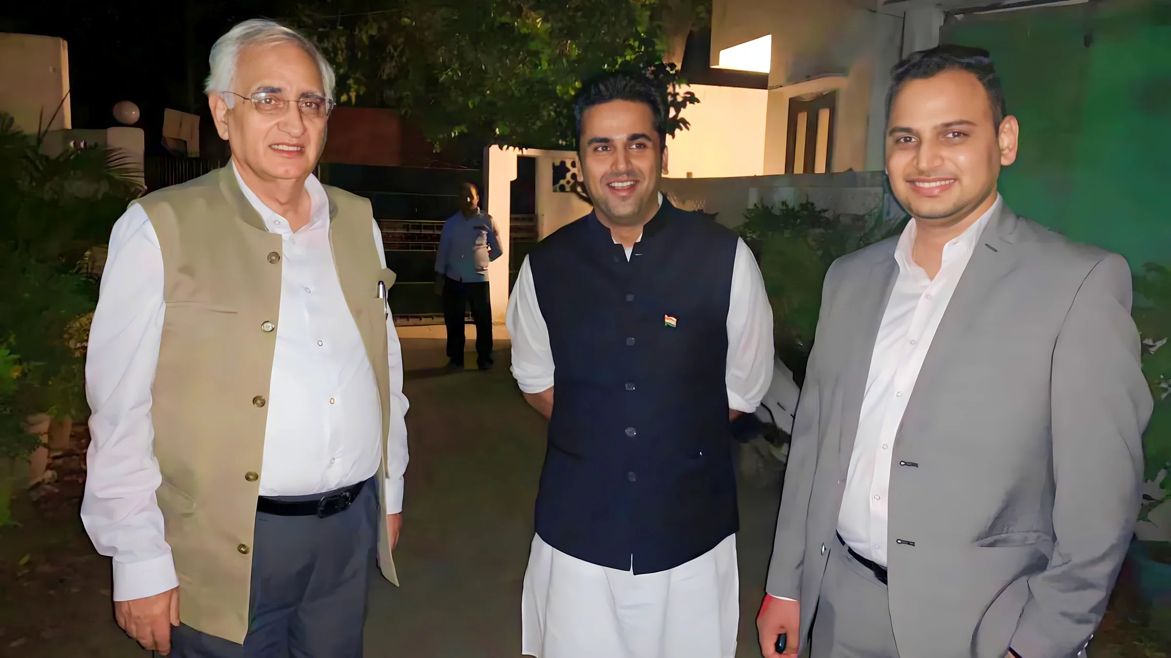Lithvik Mukesh Sharma is photographed with Salman Khurshid and Faisal Patel at the Delhi programme