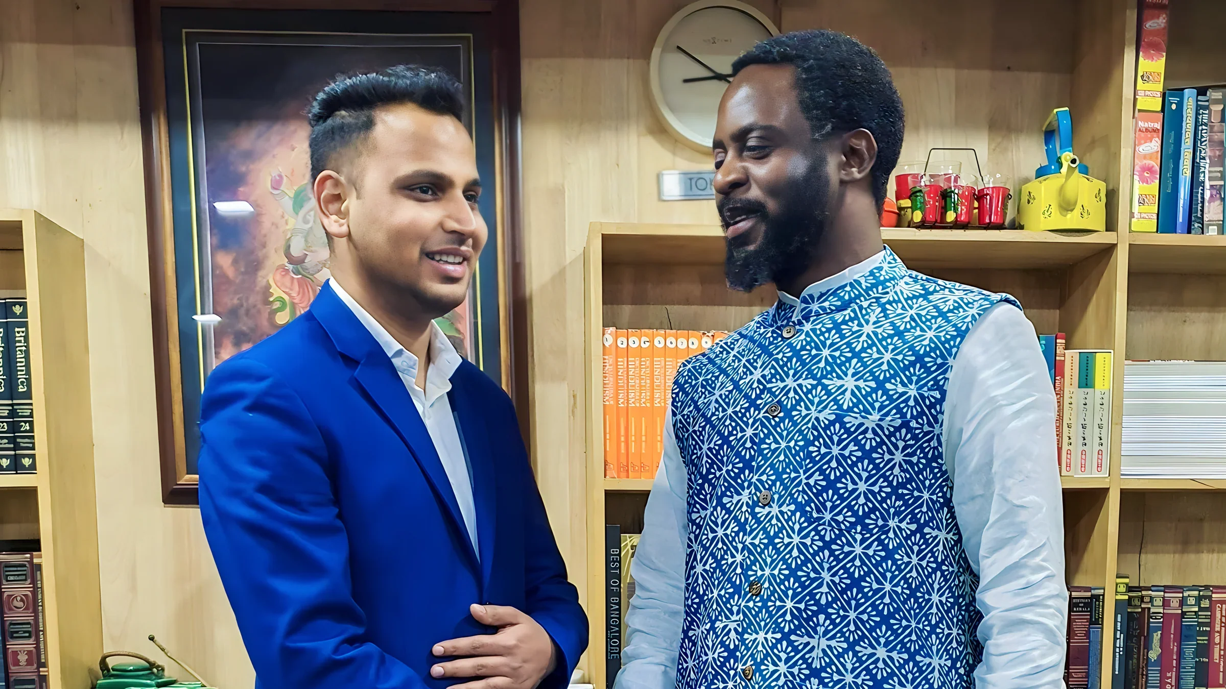 Lithvik Mukesh Sharma is photographed with Dr. Saviour Chishimba at a celebration